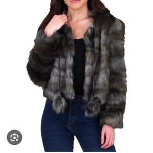 Ramy Brook Multitone Faux Fur Teddy Jacket XS